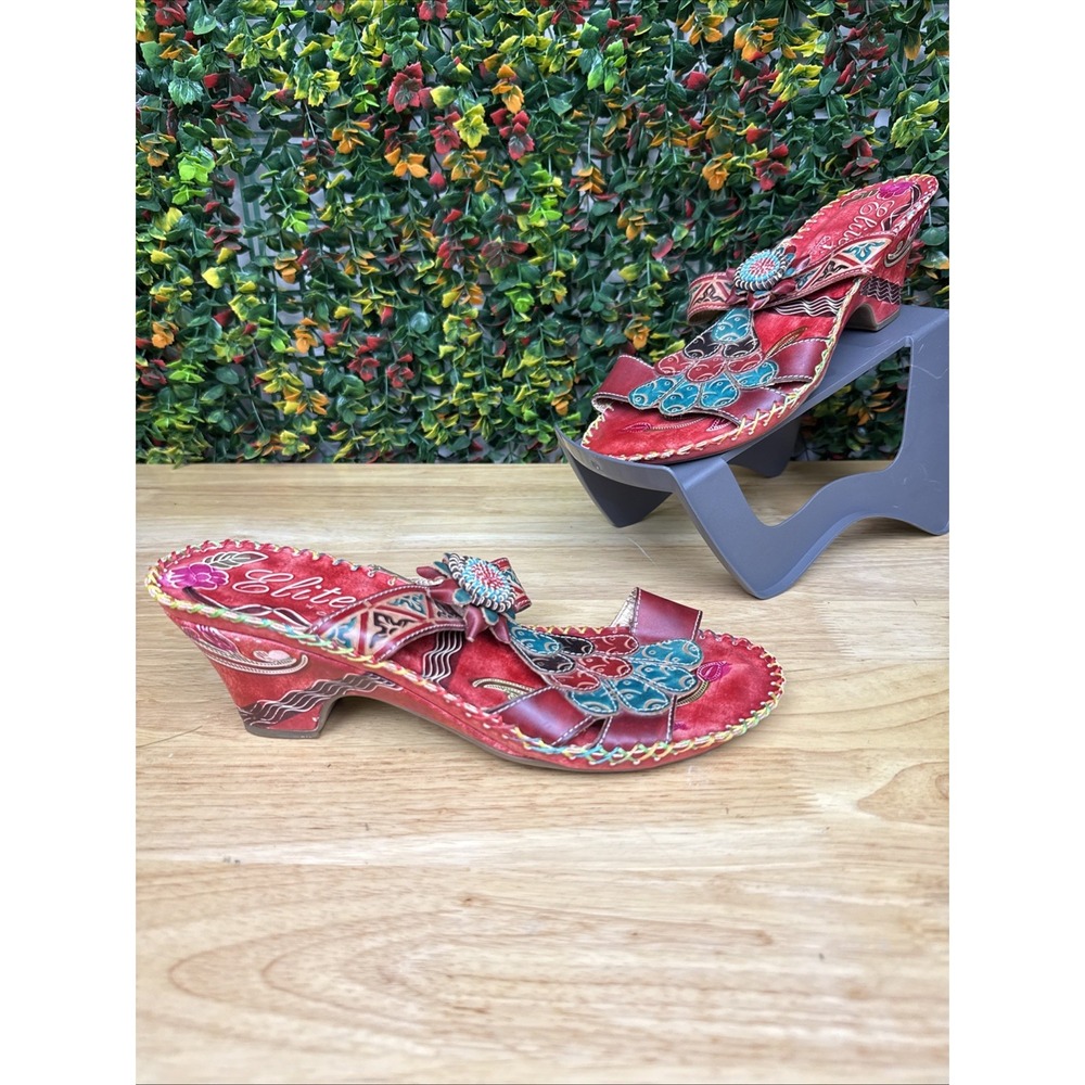 Corkys Elite Shoes‎ Sandals Floral Navajo Bohemian Boho Red Green Womens 10 GUC